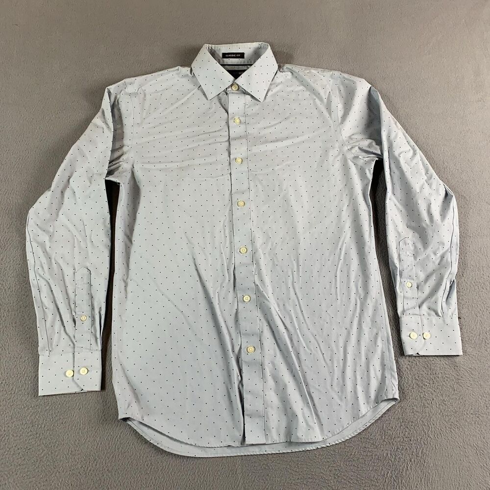 Banana Republic Dress Shirt Mens XS Gray Geometric Classic Fit Long Sleeve